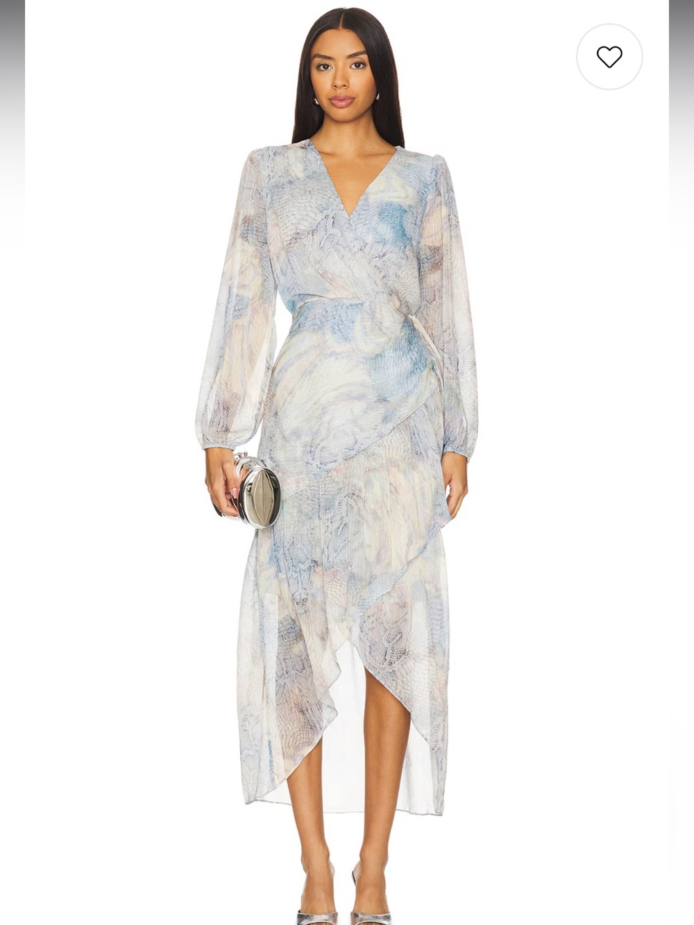 Steve Madden renata Pastel Watercolor Wrap High-Low Midi Dress NWT